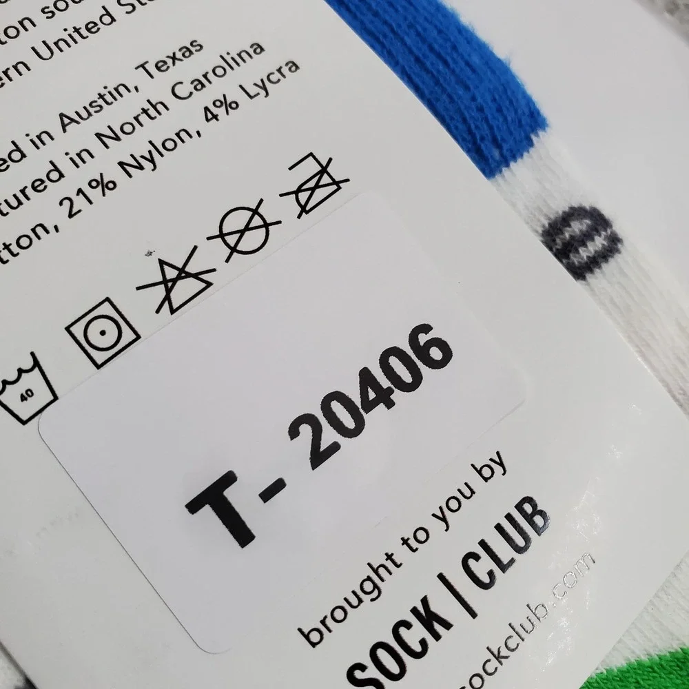Sock Club Men Socks OS Blue Google Yellow Green Diamond‎ 2 Pairs NWT